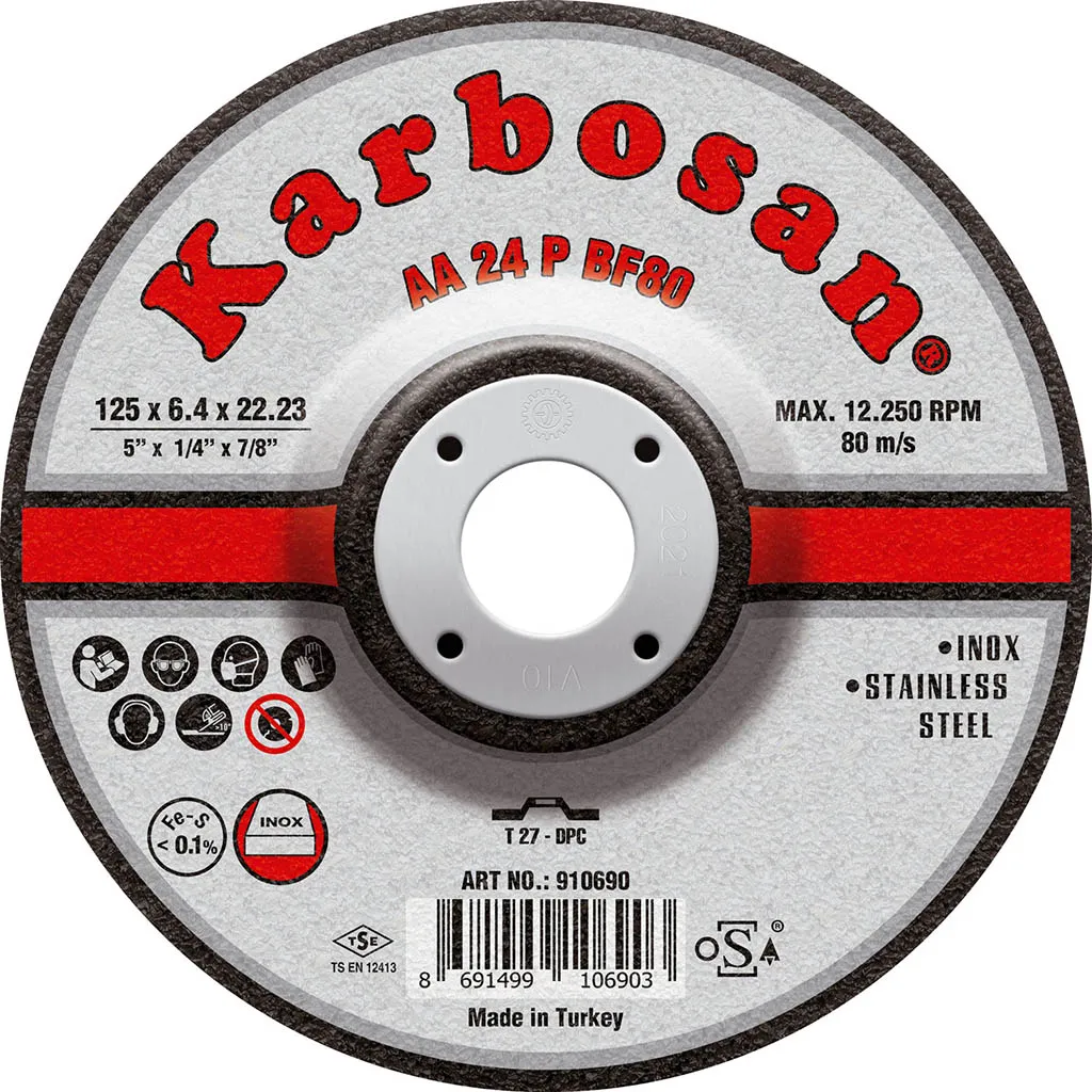 Диск шлифовальный по металлу Karbosan (125х6,4х22) Inox (Арт.910690) KARBOSAN KAR-910690