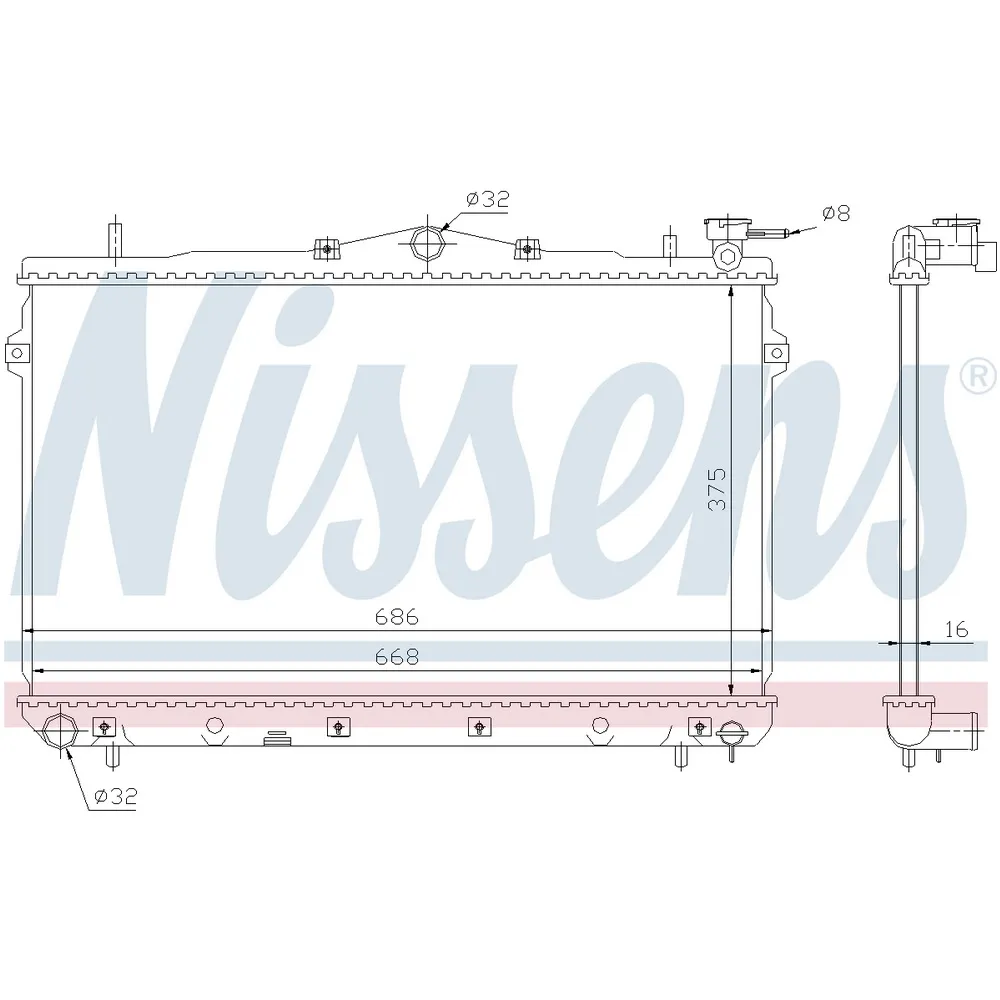 Радиатор охлаждения двигателя NISSENS 62298
