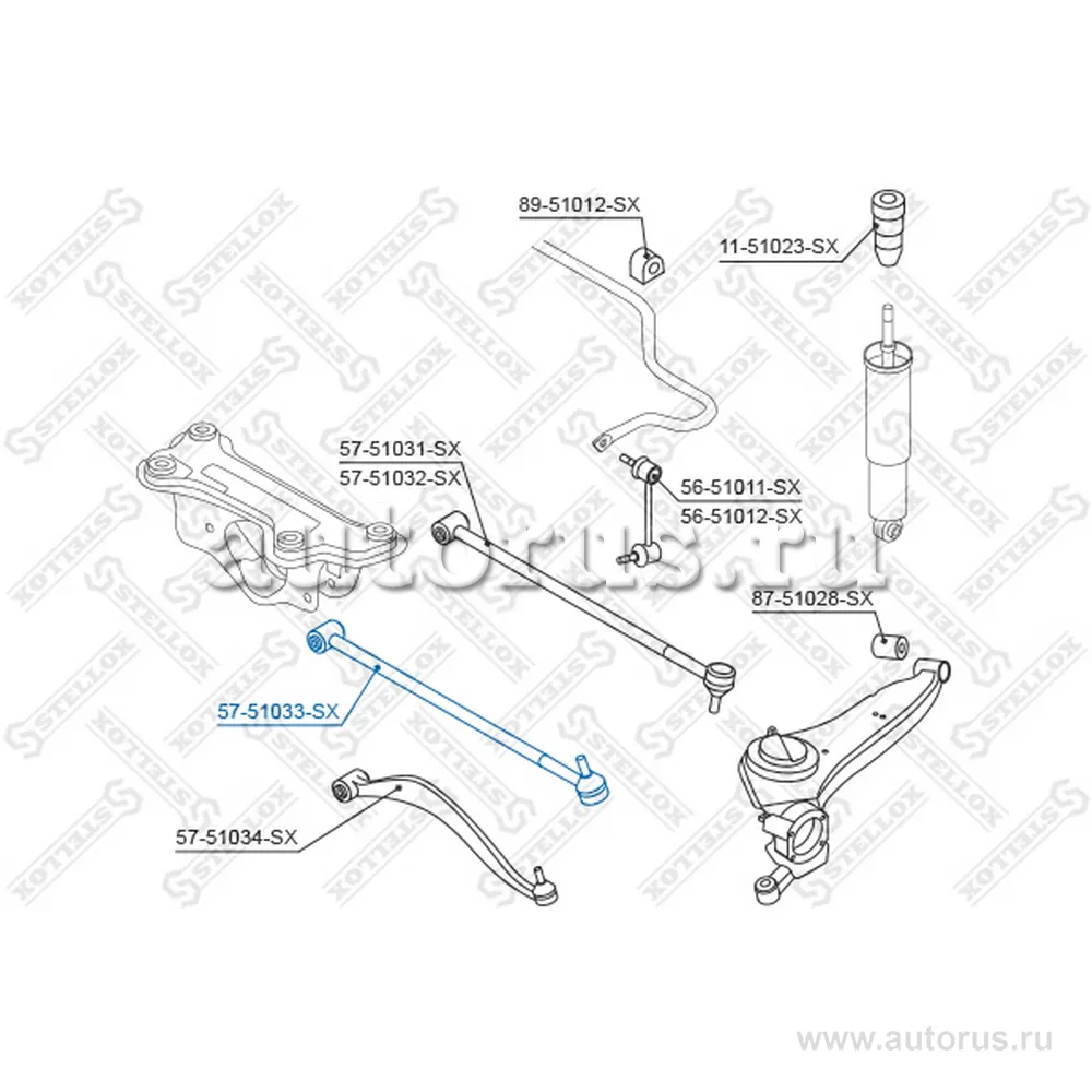 Рычаг задней подвески нижний левый Hyundai Santa Fe 00> STELLOX 57-51033-SX