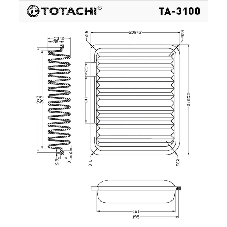 TOTACHI TA-3100 A-3022 MR968274 C25654 TOTACHI TA3100