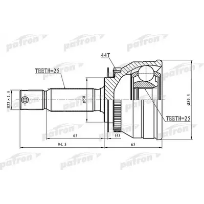 ШРУС наружный с кольцом ABS 25x50x25 ABS:44T HYUNDAI MA PATRON PCV1608
