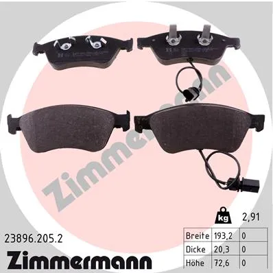 Колодки тормозные передние ZIMMERMANN 23896.205.2