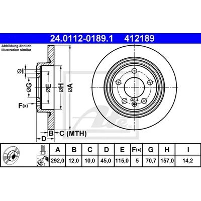 Диск тормозной задний CHEVROLET CRUZE 09- ATE 24.0112-0189.1