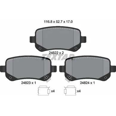 Колодки тормозные задние CHRYSLER DODGE FIAT VOLKSWAGEN TEXTAR 2482201
