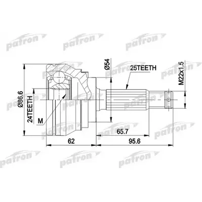 ШРУС наружн к-кт 25x54x24 MITSUBISHI: GALANT 2.0 92-96 PATRON PCV1332