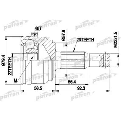 ШРУС наружн к-кт [A:26, B:22, D:79.4 ABS:46] CHRYSLER: PATRON PCV9117A