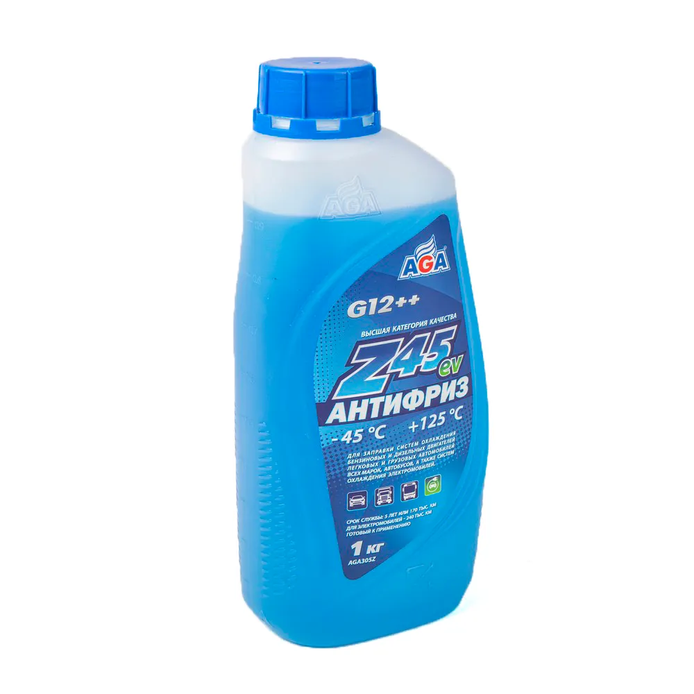 Антифриз AGA Z45 G12++ готовый -45C синий 1 кг AGA305Z (Допуск для электромобилей)