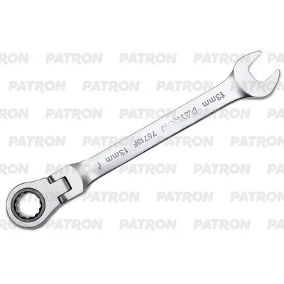Ключ комбинированный трещоточный с шарниром, 13 мм PATRON P-75713F