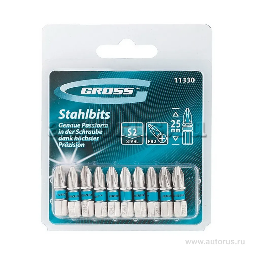 Набор бит PH2x25, сталь S2, 10шт GROSS 11330