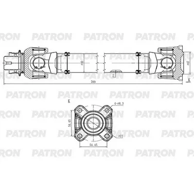 Вал карданный BMW: X5/LCI (E70) 2008-2013, X5 (F15) 2012-2018, X PATRON PKR004