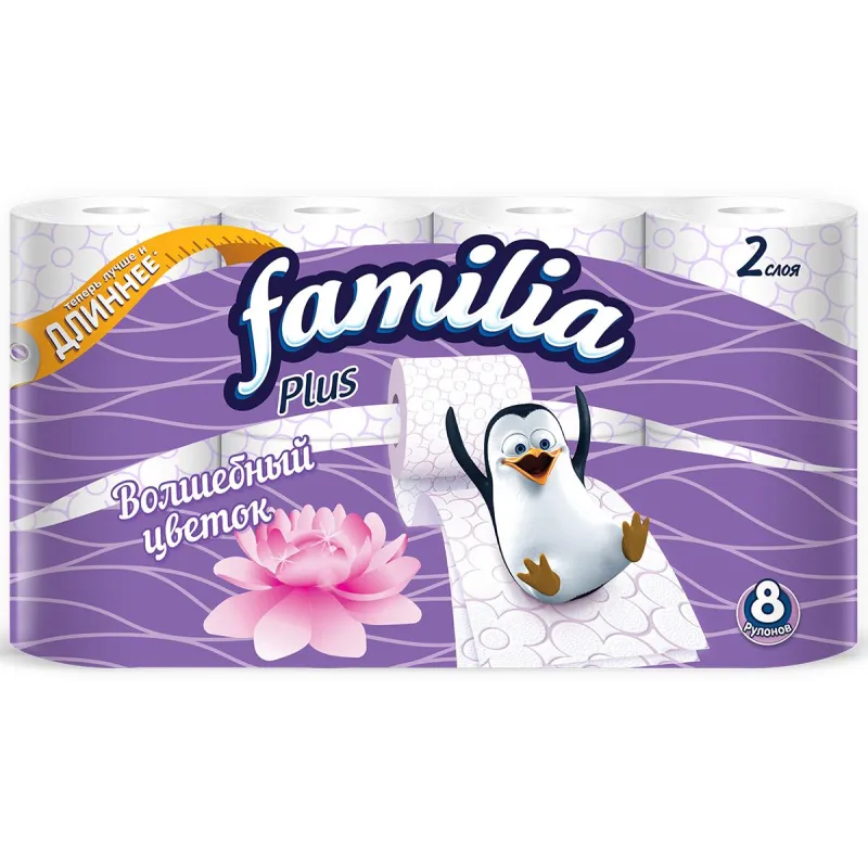 Бумага туалетная FAMILIA PLUS волшебный цветок 2сл 8рул/уп 1612729