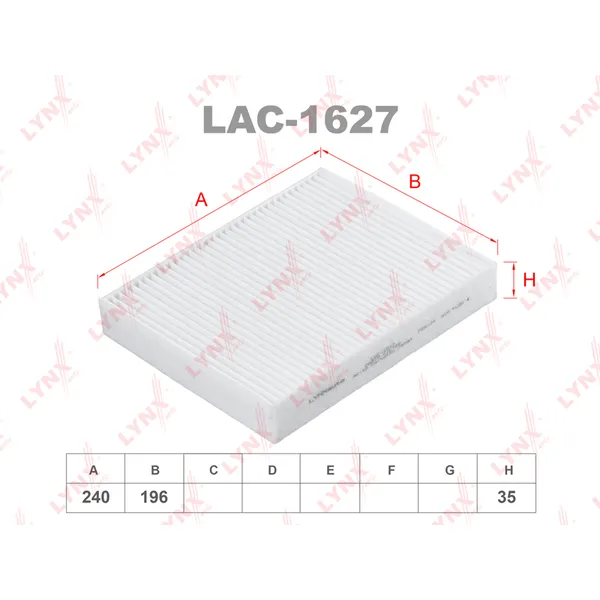 Фильтр салонный CHANGAN Cs55 17> / Cs75 19> / Cs85 19> / Uni-t 20> LYNXauto LAC-1627