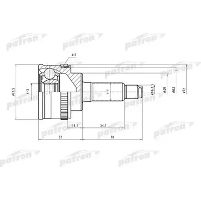 ШРУС наружн к-кт 23x49x19 ABS:41T SUZUKI: Wagon R+ 98-0 PATRON PCV3987