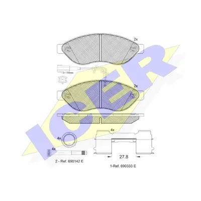 Колодки передние CITROEN/FIAT/PEUGEOT all Bus 2006-> ICER 141803-203
