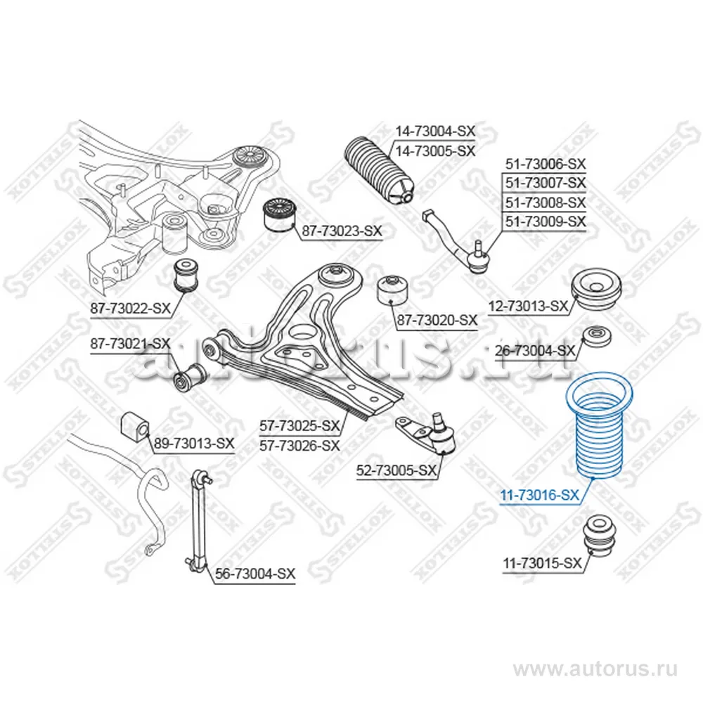 Пыльник амортизатора переднего Daewoo Kalos 02> STELLOX 11-73016-SX