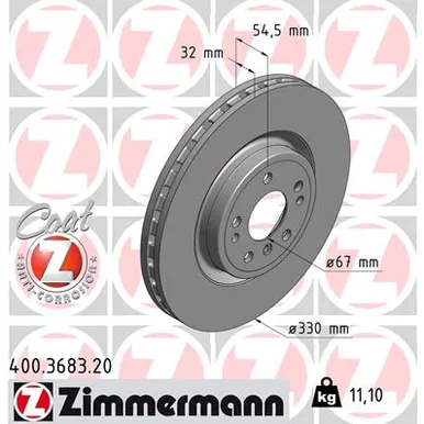 Диск тормозной вентилируемый передний MLCLASS III (W166) ML 350 BLUEEFFICIENCY 4MATIC 306 ZIMMERMANN 400368320