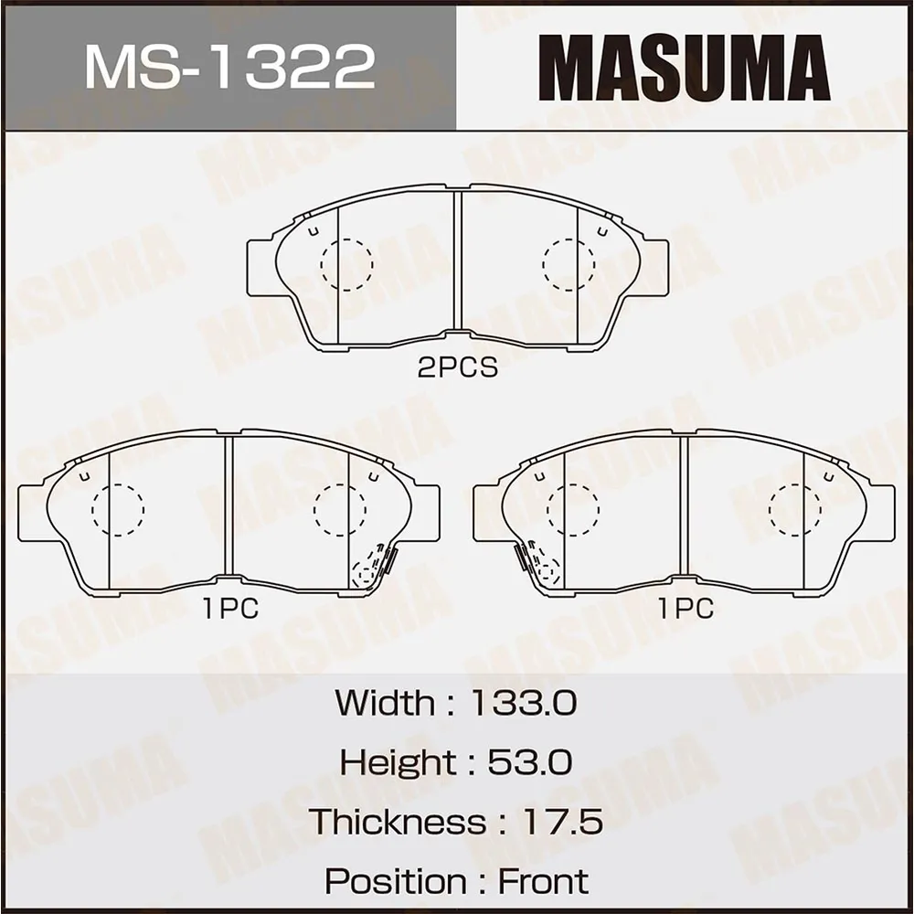 Колодки передние TOYOTA CALDINA MASUMA MS-1322