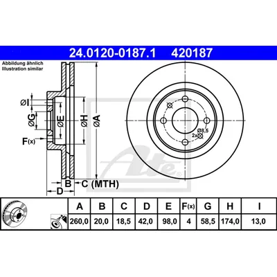 Диск тормозной ВАЗ 2110 R14, 2шт ATE 24.0120-0187.1