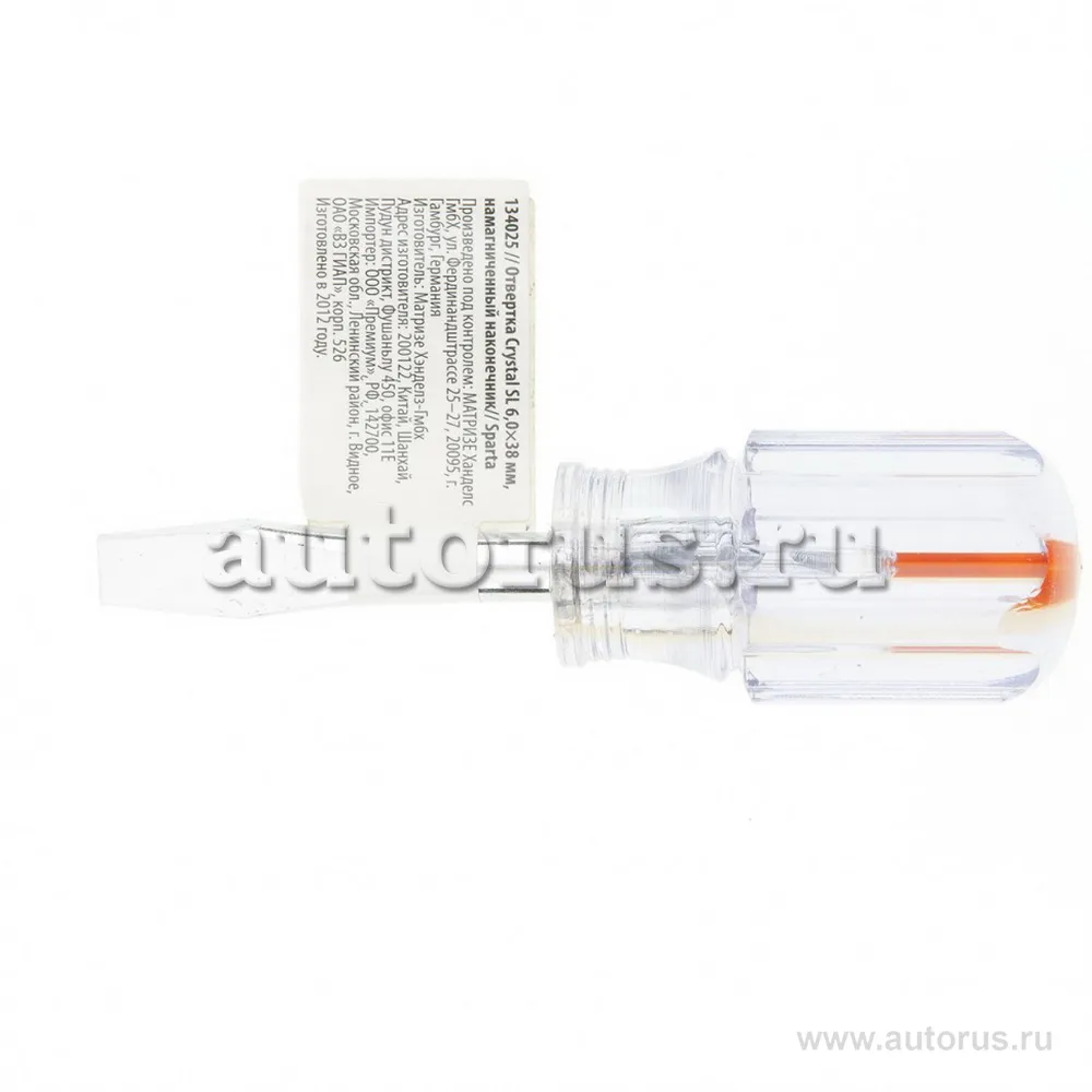 Отвертка Crystal, SL6, 0x38 мм, прозрачная рукоятка, углерод. сталь SPARTA 134025