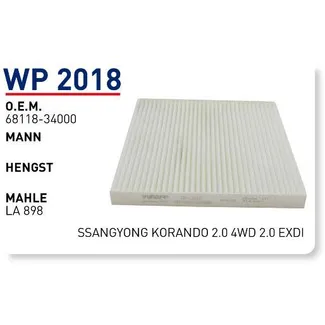 Фильтр салонный SSANG YONG Actyon NEW WUNDER FILTER WP2018
