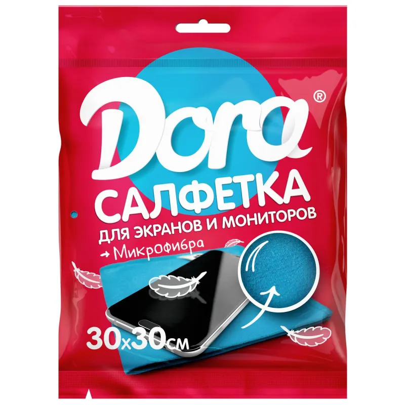 Салфетка хозяйственная для экр.,монит.и электротех.Dora30х30см микрофибра 1419020