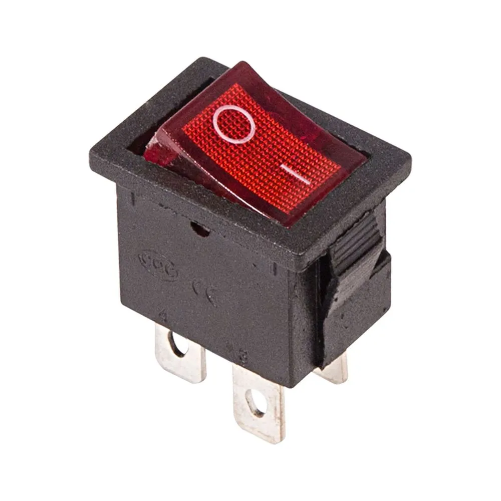 Выключатель клавишный 250V 6А (4с) ON-OFF красный с подсветкой Mini (RWB-207, SC-768) Индивидуа REXANT 36-2190-1