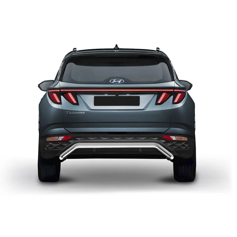 Защита заднего бампера d57 скоба Rival для Hyundai Tucson IV 2021-н.в., нерж. сталь, RIVAL R.2314.003