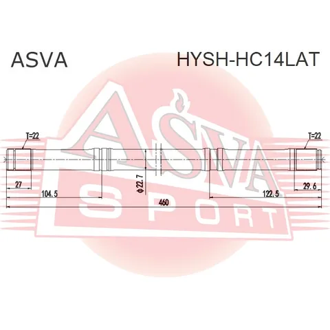 Полуось правая 28x430x28 (без подшипника) ASVA HYSHHC14LAT