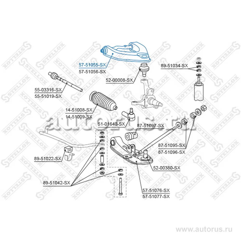 Рычаг верхн. п. Hyundai H100 93 STELLOX 5751055_SX