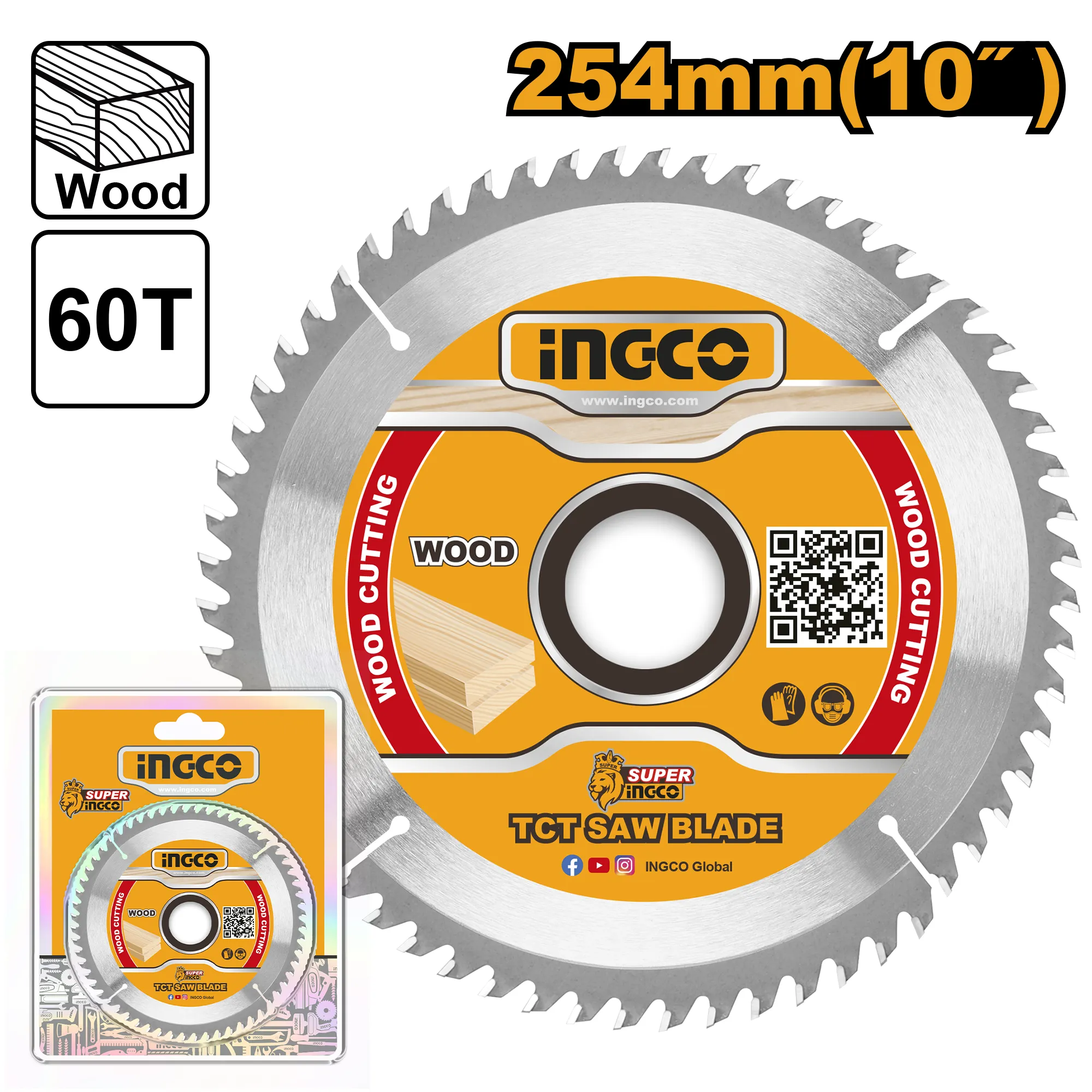Диск пильный TCT 254 мм INDUSTRIAL INGCO TSB125423