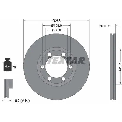 Диск тормозной передний стандартный FORD AUSTRALIA/KIA/MAZDA TEXTAR 92079600