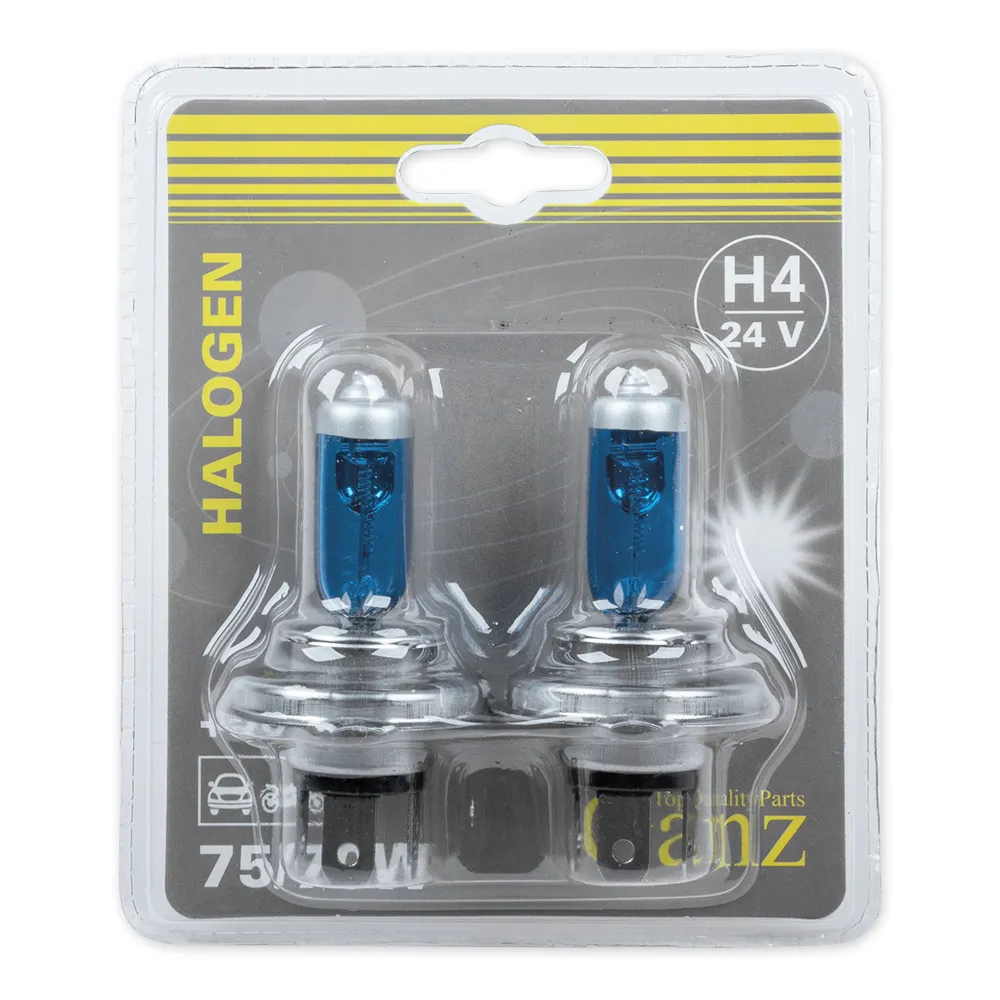 Лампа 24V H4 75/70W +50% P43t 5000К GANZ 2 шт. блистер GIP06055