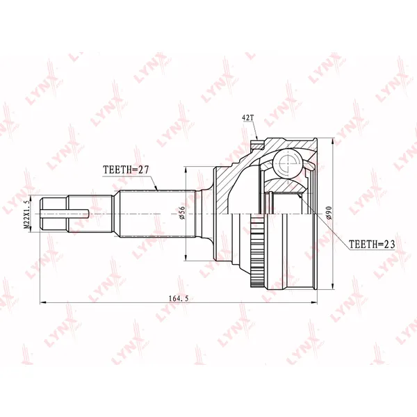ШРУС наружный (компл.) NISSAN Primera P101/Avenir/Bluebird /ABS+ LYNXauto CO-5706A