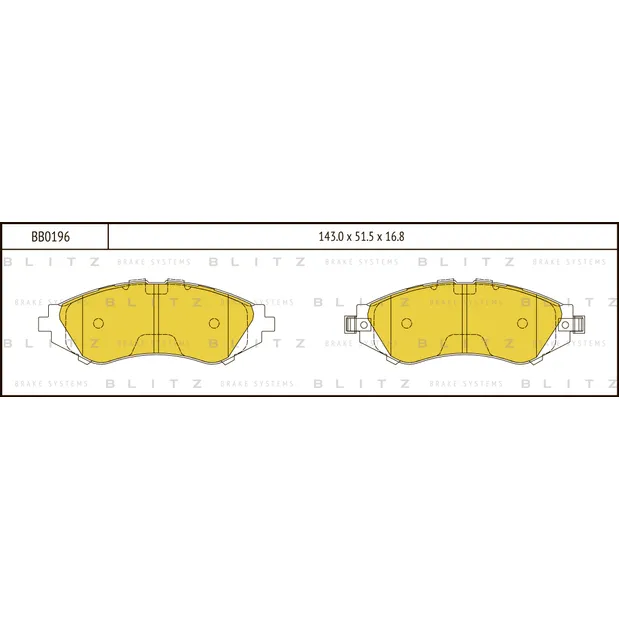 Колодки тормозные дисковые передние DAEWOO Lacetti/Nubira 04-> BLITZ BB0196