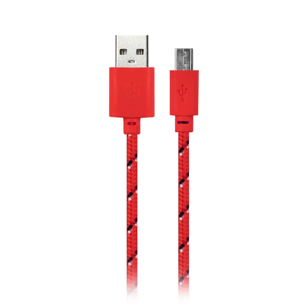 Дата-кабель USB - MICRO USB, нейлон, длина 1 м, красный SMARTBUY IK-12N RED