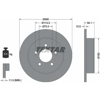 Диск тормозной задний стандартный CHRYSLER/DODGE TEXTAR 92108400