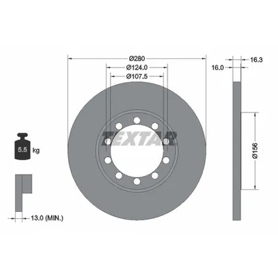 Диск тормозной задний стандартный FORD/FORD AUSTRALIA TEXTAR 92152000