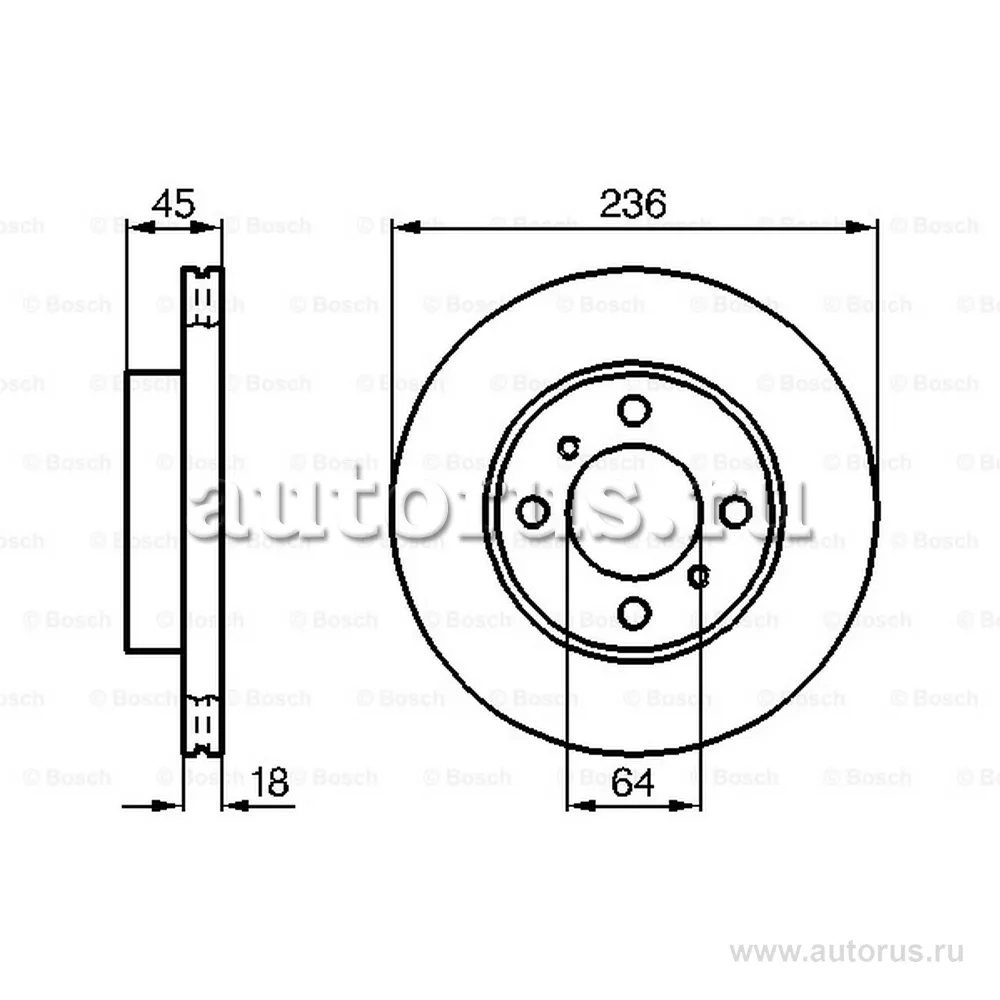 Диск тормозной передний BOSCH 0986478572