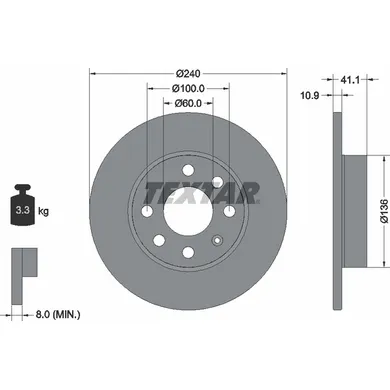 Диск тормозной передний с покрытием PRO OPEL/VAUXHALL TEXTAR 92111303