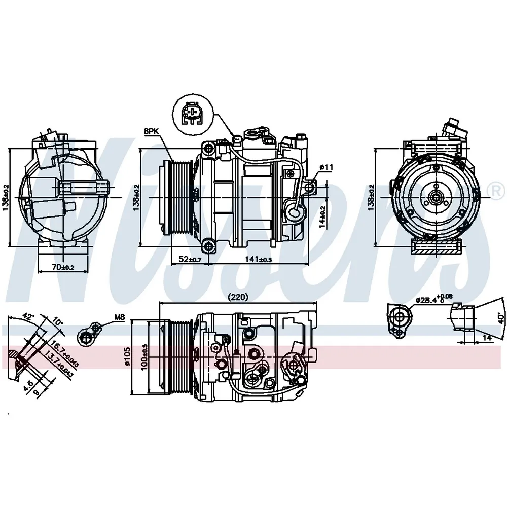 Компрессор кондиционера MB W164/X164/W221/W251 CDI NISSENS 89412