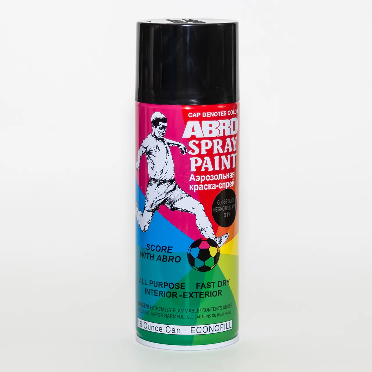Краскаспрей акриловая № 11 черная глянцевая 400 мл AM ABRO SP-011