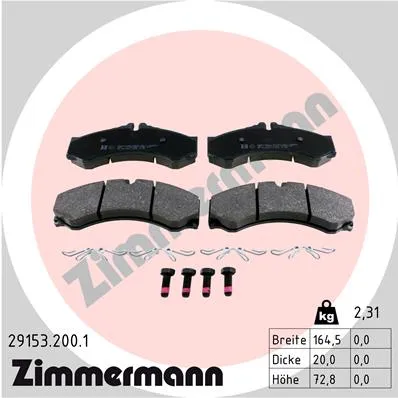 КОЛОДКИ ПЕР/ЗАД MER SPRINTER 408D/410D/412D 96-/VW LT46 2.5SDI-2.8TDI 96- ZIMMERMANN 291532001