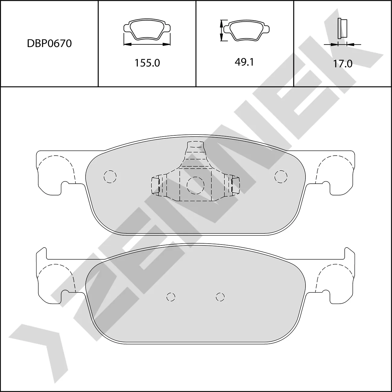 Колодки тормозные передние RENAULT LOGAN II, SANDERO II 12-20 ZENNEK DBP0670