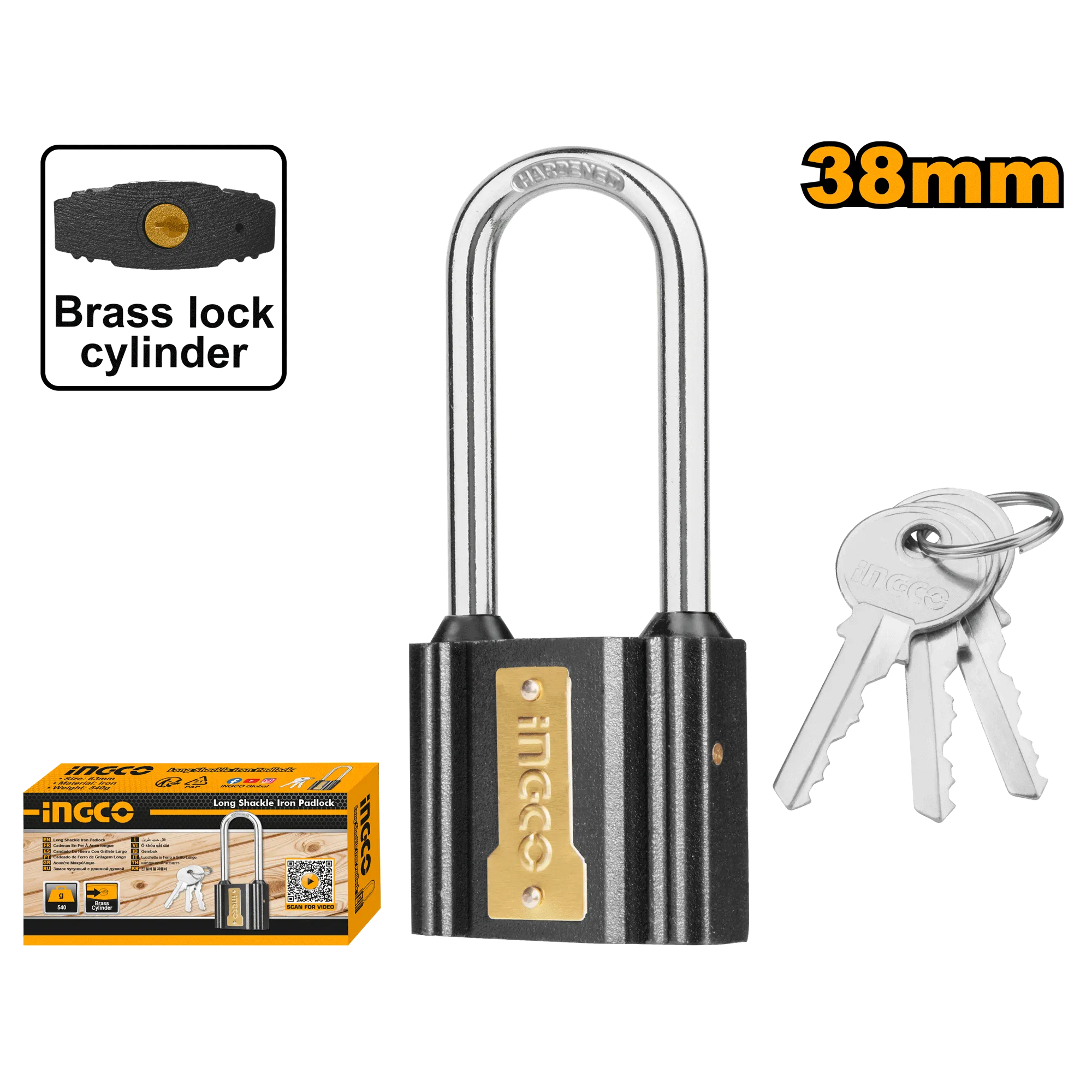 Замок навесной 38 мм INGCO DIPL0381L