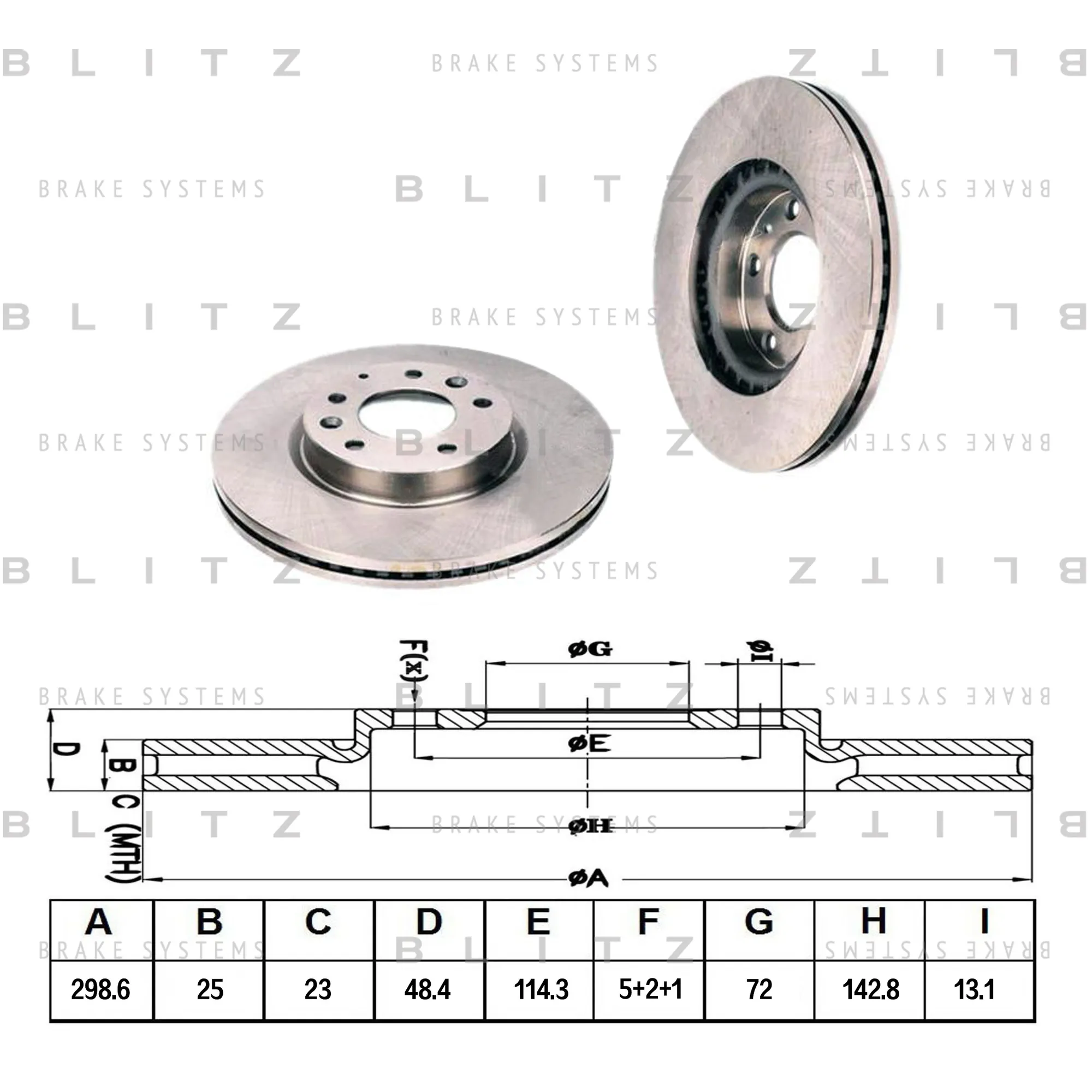 Диск тормозной передний вентилируемый MAZDA 6 07-> BLITZ BS0293