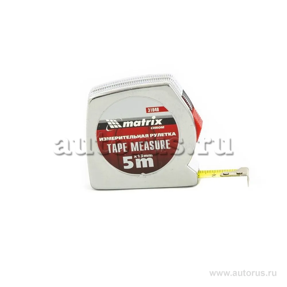 Рулетка Chrom, 5 м x13 мм, хромированный корпус MATRIX 31040