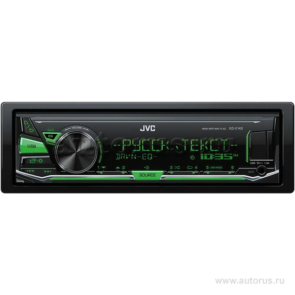 Автомагнитола JVC KD-X153, 4x50вт, USB, AUX, Зеленая подсветка