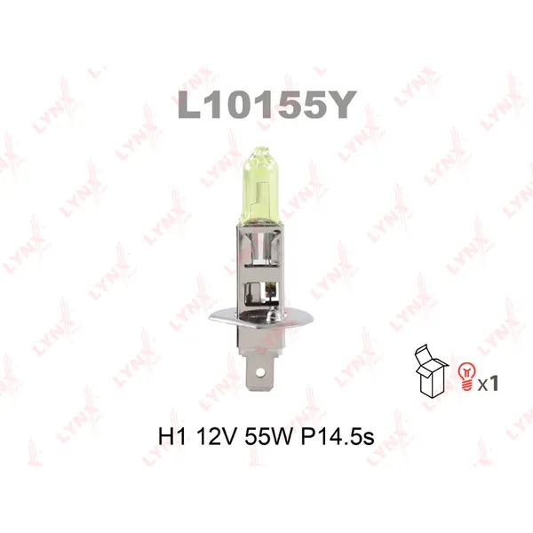 Лампа 12V H1 55W P14,5s LYNXauto Yellow 1 шт. картон L10155Y