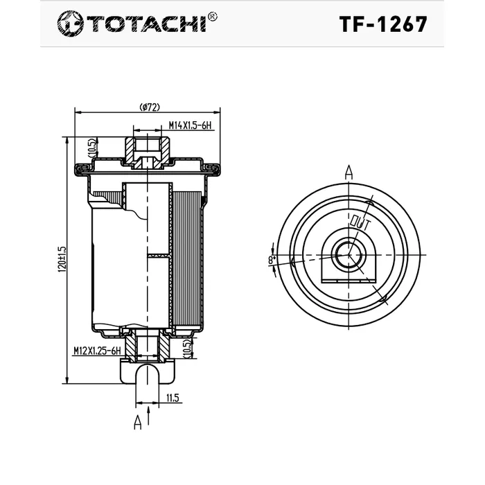 Фильтр топливный TOTACHI TF-1267 FC-188, FC-155 23300-79175 MANN WK 614/24X TOTACHI TF-1267