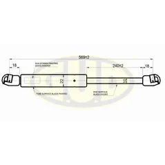 АМОРТИЗАТОР БАГАЖНИКА VW TRANSPORTER T4 01/90-07/92 830N L=569/240MM G.U.D GGS020554